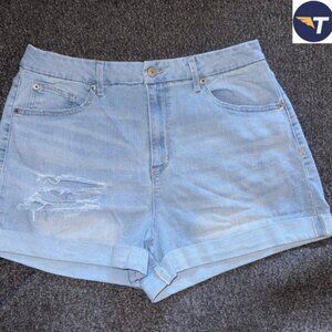 Womens Ripped Jean Shorts Light Blue (Size 17)
